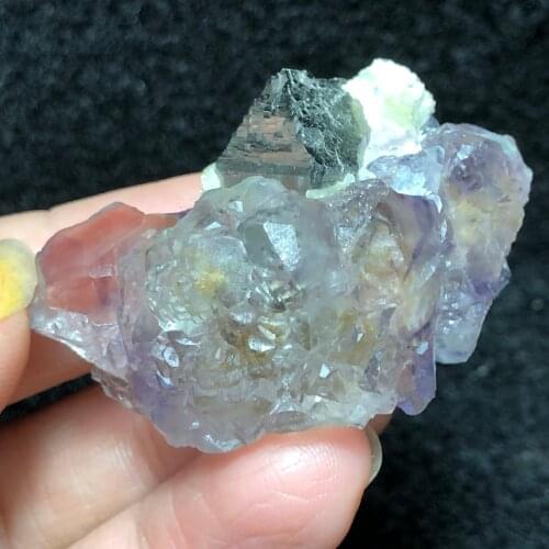 32.6gTeaching specimen of geology of natural fluorite and arsenopyrite mineral stone for home decoration
