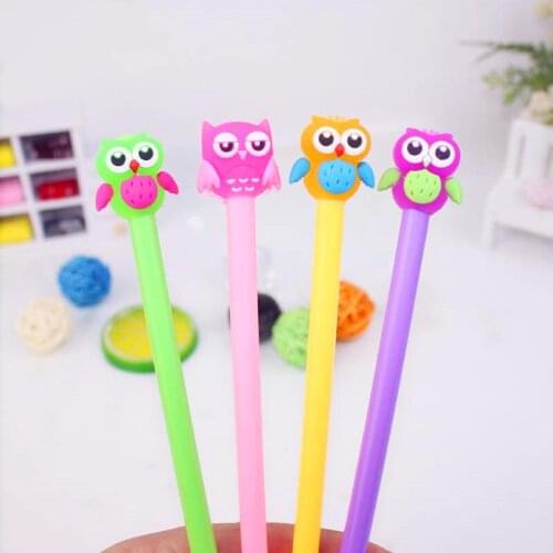 48pcs/lot cute cartoon creative stationery night owl gel pen sign pen office school Roller ball pens writing tool