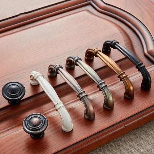 Black / Red Bronze Coffee Cabinet Door Handle Classic Single Hole Clothes Drawer Knob Ivory White Antique Zinc Alloy Decoration
