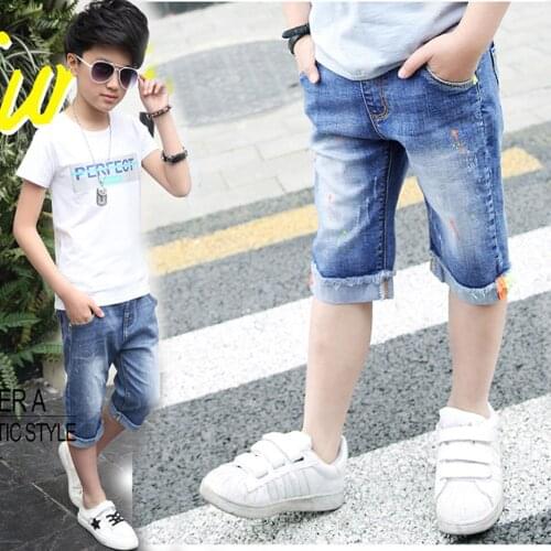 2018 Summer Elastic Waist Jeans Shorts Boys Top Quality Cotton Denim Soft Special Edge 4 6 8 10 12 Baby Boy Fashion Short Pant