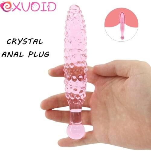 EXVOID Crystal Penis Anal Beads Plug Vagina Stimulate Corn Butt Plug Adult Products AV Stick Glass Dildo G-Spot Massager