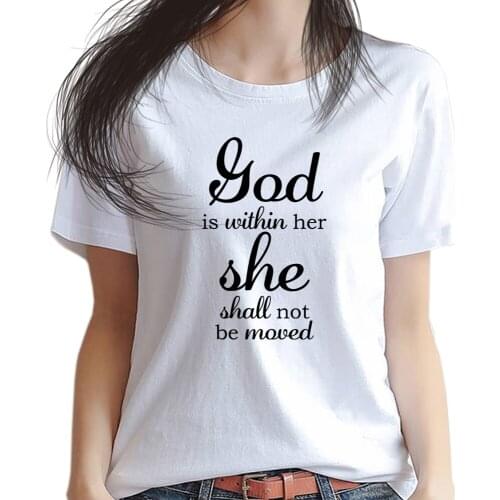 Psalm 46 5 NIV - God is Within Her She Will Not Fall - Women T Shirts Bible Verse Quote Printing For Girls Gift Faith Clothings