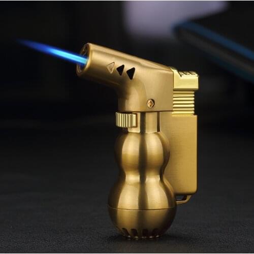 Creative Gourd Inflatable Windproof Lighter Straight Blue Flame Metal Lighter Welding Gun Portable Lighter Gadget for Men Gift