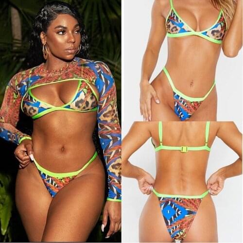 Leopard Bikinis Set One Piece SwimsuitsBeach Wear Sexy Swimwear Women Swim Suit High Waisted Plus Size Bikini Badpak