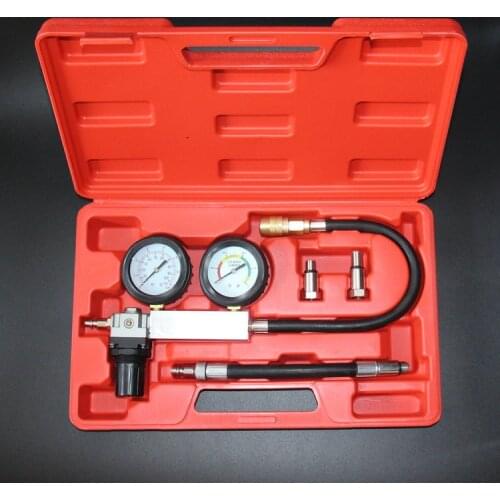 0-100PSI Double Petrol Gas Engine Cylinder Compressor Gauge Meter Test Pressure Compression Tester Leakage Diagnostic Tool