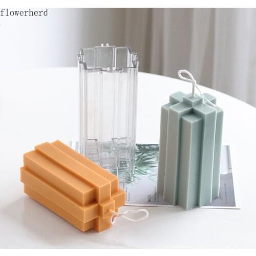 DIY Candle Making Supplies Line Contour Cross Geometry Building Block Scented Candle Mold DIY Acrylic Plastic Mold Plaster Mold