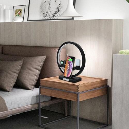 3 In 1 Multi-function Fast Wireless Charger Mobile Phone Smart Watch Headset Phone Charging Dock Bracket Table Lamp For IPhone