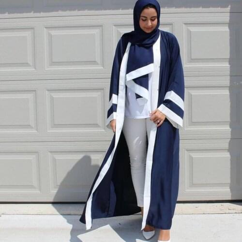 Muslim Women Patch Design Open Abaya Kimono Maxi Robe Islamic Clothes Arab Jilbab Cardigan Dubai Casual Gown Loose Thobe Turkish