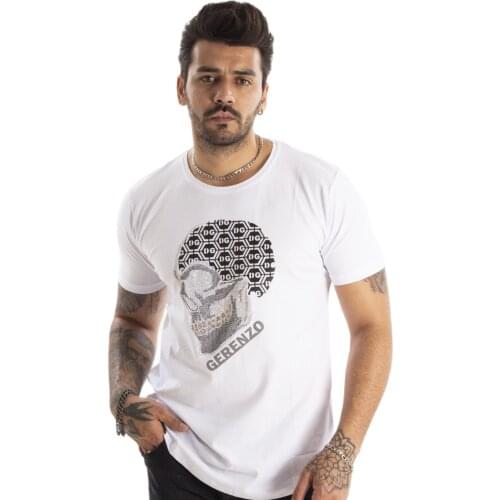 DeepSEA Male Dry Head Stone Embroidered Short Sleeve T-Shirt O-Neck Slim Fit Poplin Fabric Cotton Lycra High Quality Casual summer 2101882