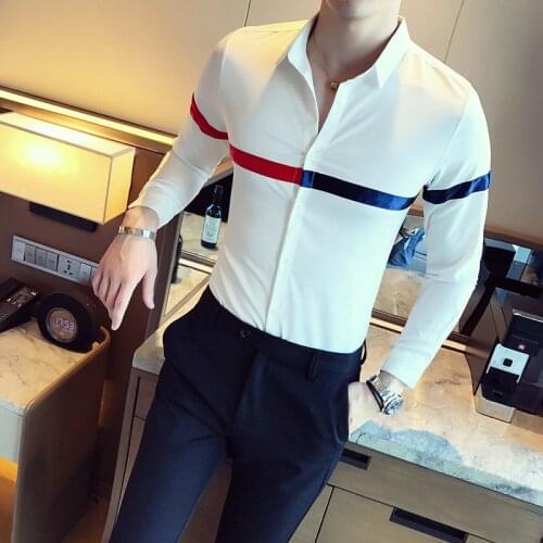 Mens Long Sleeve button down Shirt 2021 Mens High-end Brand Fashion Smart Casual Slim Nightclub Lapel streetwear Shirt S-5XL