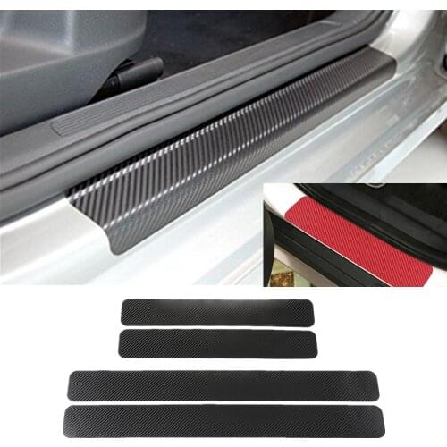 4pcs Carbon fiber Door Sill Scuff Car Door Plate Car Stickers For Mitsubishi asx lancer outlander pajero EVO Car Accessories