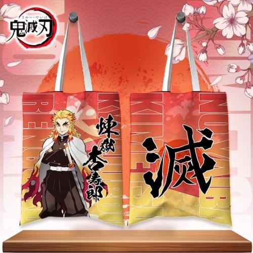 42*33CM NEW Demon Slayer: Kimetsu No Yaiba Rengoku Kyoujurou Kochou Shinobu Student Portable Outdoor canvas Shopping Bag Gift