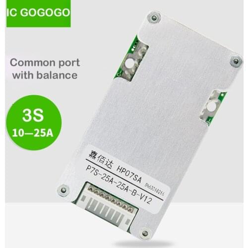 3S 18650 Lithium Battery Protection Board Same Port Balance Indicator Solar Energy Storage Li-ion Lipo BMS 10A 15A 20A 25A 12V