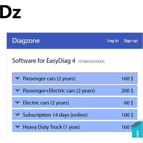 Diagzone Pro Software Open Software Subscription Passenger cars (2 years) Thinkcar Thinkdiag Old boot Easydiag 4 Golo pro