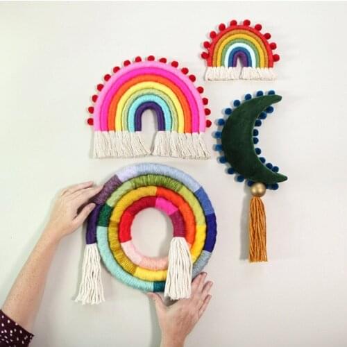 Rainbow Hanging Decor Macrame Home Decoration Accessorie Nordic Wall Ornaments Kids Baby Room Photography Wedding Decoration
