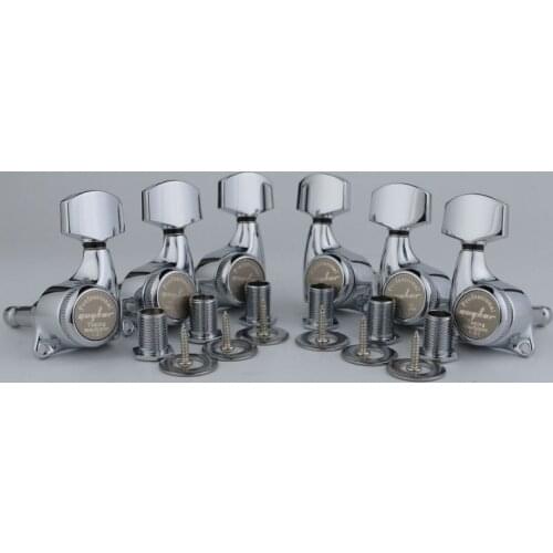GUYKER Chrome Guitar Locking Tuners Machine Heads Tuners 3R3L Gear ratio 1:21 Lock Tuning Pegs for LP SG Electric Guitars Silver
