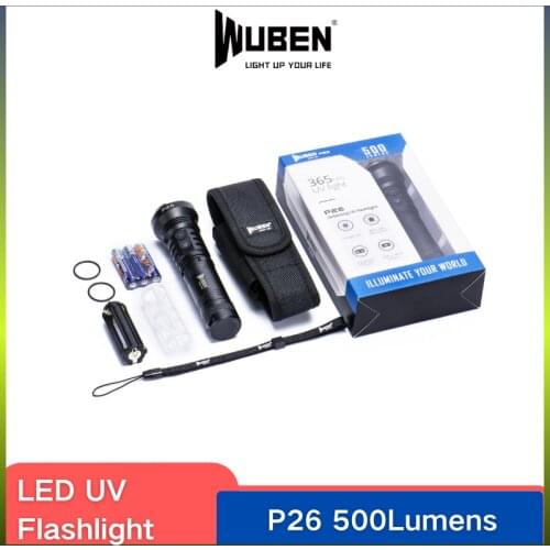 WUBEN P26 LED UV Flashlight 365nm Ultar Light 150Lumens White Light Waterproof With Battery Ultraviolet Pet Urine Detector