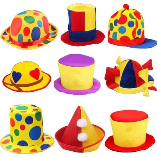 Man Woman Fun Clown Hat Stage Performance Hair Accessories Caps Carnival Party Clown Cosplay Halloween Costume Top Hat
