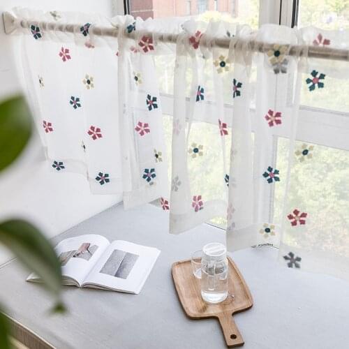 Chicity Embroidered Half Curtain for living room Door Curtain Home Decor short curtains for Girls bedroom Window Customized