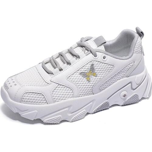 Women Casual Shoes Fashion Butterfly Breathable Walking Mesh Flat Platform Sneakers Female Tenis Thick Sole Vulcanized Shoes