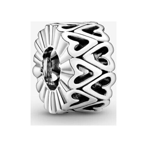 Classic Heart Charm Bead Womens Jewelry in Sterling Silver fit pan Bracelets