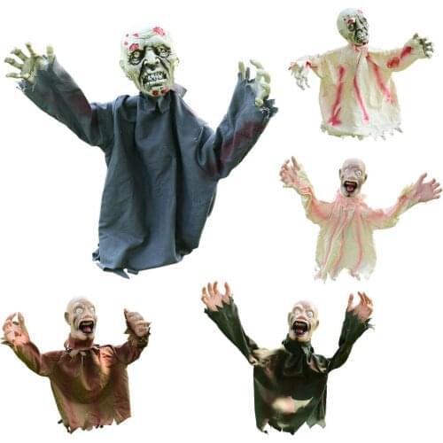 Halloween Horror Creepy Corpse Voice Control Zombie Garden Statue Halloween Haunted House Props Halloween Decor Horror Props