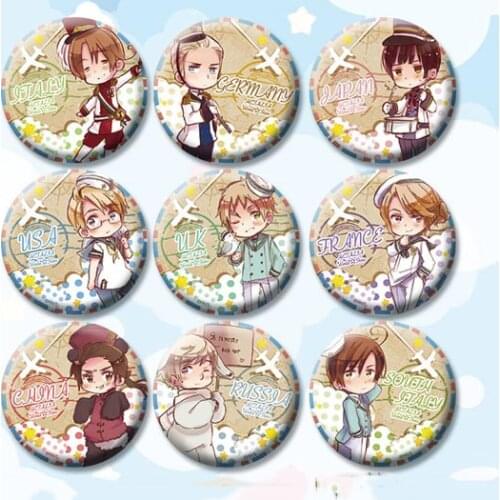 Anime badge 58 mm Hetalia Itlian Russia US Cute Brooch Round Icons