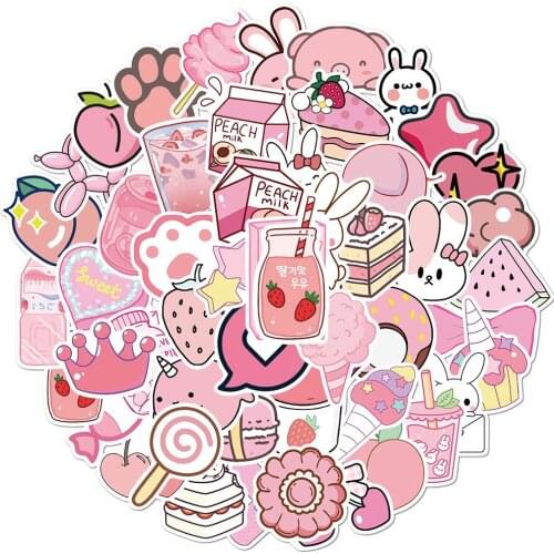 10/30/50PCS VSCO Cute Pink Style Cartoon Stickers DIY Car Bike Travel Luggage Laptop Classic Toy Graffiti Sticker Decal for Kids