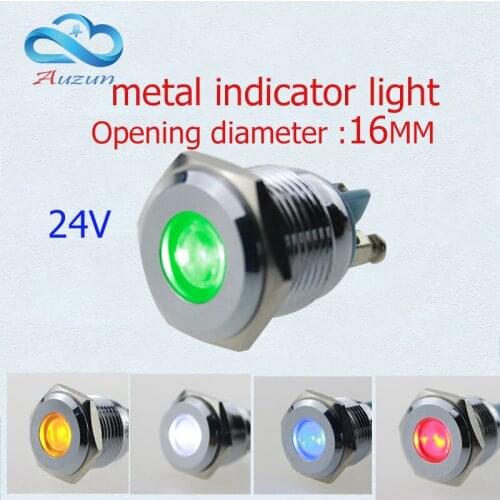 10PCS LED metal lamp 16 mm metal light warning car light 24v waterproof Red green yellow blue and white
