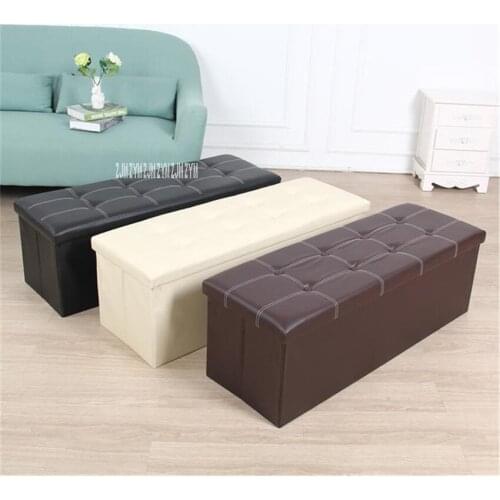 10066 PU Leather Density Board Foldable Storage Stool European Style Storage Footstool Shoe Changing Bench Fitting Room Stool