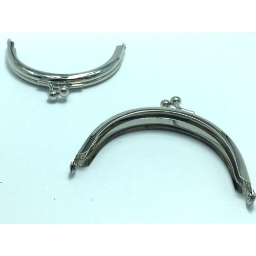 2 3/4 inch (7cm) nickel round metal purse frame clasp clip