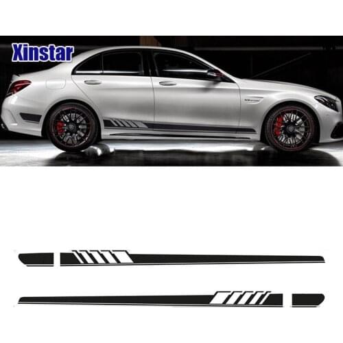2pcs car side body decoration sticker For Mercedes benz AMG w204 w211 W210 C63 c180 e200 CLA GLK GLE GLA A180 A B C E class A45