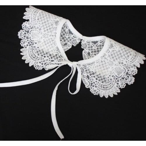 40GC Women Girls Fake Collar Crystal Embroidery False Collars Romantic Dress Shirt Sweater Ornament Collar Necklace