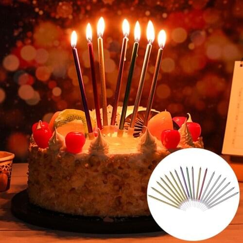 6Pcs Golden Long Rod Threaded Candle Birthday Party Cake Decoration Candle Party Decoration Pencil Style Elongated Candle