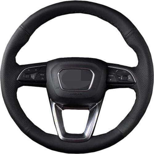 DIY Black Faux Leather Car Accessories Steering Wheel Cover For Audi A4 (B9) Avant Allroad Q3 Q5 SQ5 Q7 SQ7 Q8 SQ8 Funda Volante