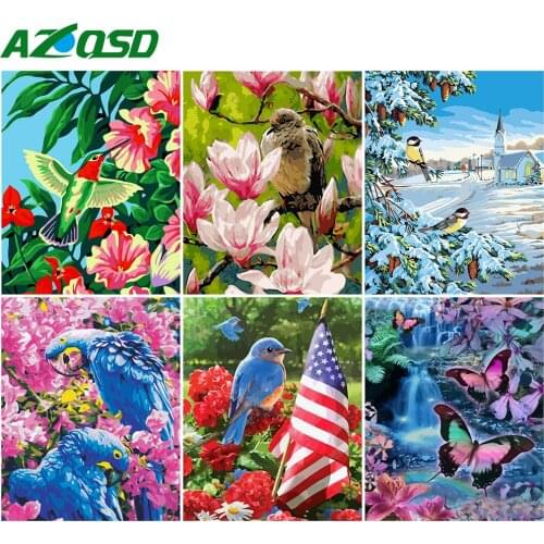 AZQSD DIY Oil Painting By Numbers Birds Picture Artcraft On Canvas 40x50cm Coloring By Numbers Animal Kits Home Decoration