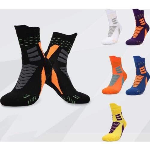 Running Men Basketball Socks Breathable Anti Slip Sport Hiking Cycling Women Outdoor Cotton Athletic No Sweat Middle Tube Socks