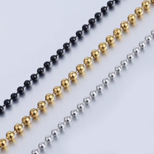 2/3MM Thin Gold Silver Color Bead Ball Chain Stainless Steel Necklace for Women Men Fashion Jewelry Gifts DKNM131