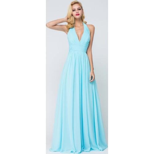 Hang a neck Halter Chiffon Maxi Dress of Bridesmaid