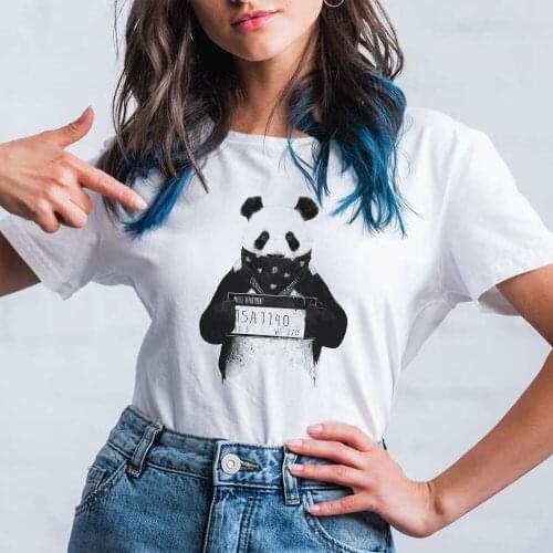 Panda Drawing Fashion Printed Tshirts Women Streetwear Casual White Clothing Hot Selling Top Cartoon Hipster Tumblr Mujer