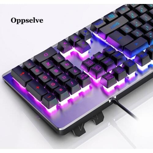 RGB Gaming Mechanical Keyboard Game Backlit LED Wired Ergonomic Key Layout keyboard for PC Gamer iPad Phone Tablet Laptop Office