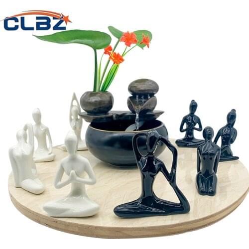 Ceramic Yoga Figurine White Black Porcelain Lady Abstract Art 24 Style Sculptures Bookcase Decoration Home Decorative Ornament
