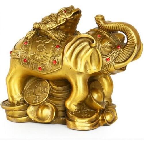 Collectable Chinese Brass Carved Animal Elephant Frog Money Coin Wealth Exquisite Small Statues