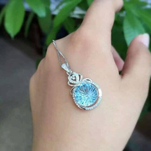 Natural Fireworks topaz pendant 925 Sterling silver Natural gemstone Pendant Necklace trendy brilliant round women girl jewelry