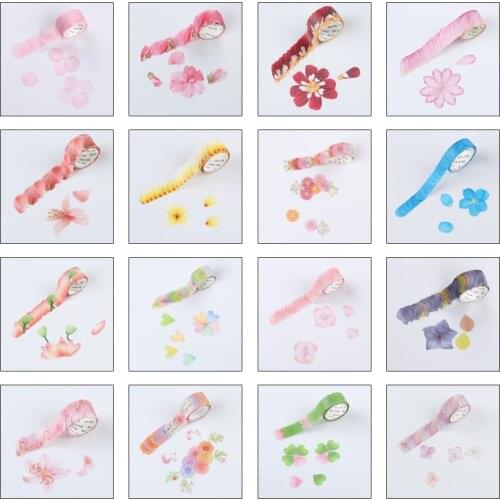 200PCS/Roll Masking Petals Tape Washi Tape Scrapbook Paper Flower Diary Lace Tape DIY Decorative Adhesive Tape Sticky Paper