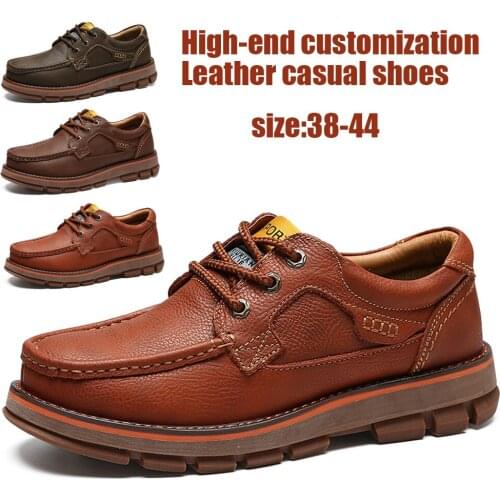 Mens high-end leather casual shoes, fashionable office business mens shoes, outdoor hiking shoes, wear-resistant tooling shoes