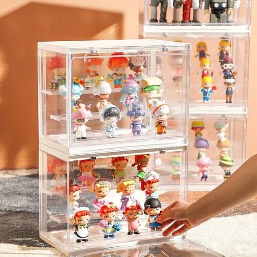 Desktop Organizer Doll Storage Box Anime Figure Garage Kit Doll Display Cabinet Dustproof Clear Acrylic Blind Box Home Decor
