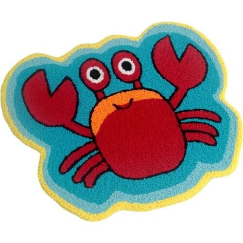 New Childrens Bedroom Finished Carpet Big-eyed Monkey Blanket Blue Ocean Reptile Floor Mats Crab Non-slip Foot Mats