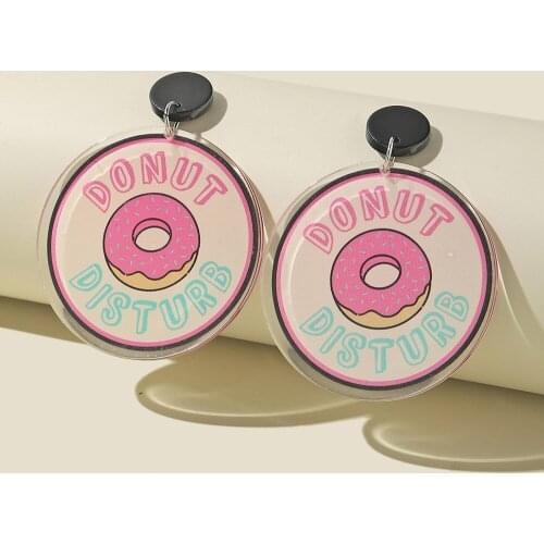 New Funny Cute Acrylic Doughnut Drop Earrings For Women Girls Statement Donut Dangle Earrings Brinco Fashion Party Jewelry Gifts
