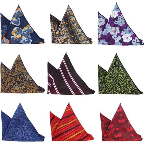 Ricnais Mens Paisley Handkerchief Classic Floral Pocket Square Business Chest Towel Plaid Hanky Gentlemen Suit Wedding